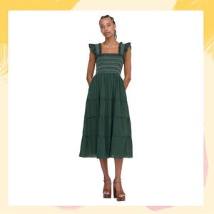Ellie Nap Dress - Green Shadow Stripes - M
